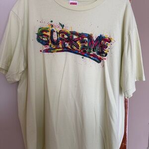 Supreme Cream Tee with Red Logo